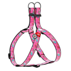 Шлея WAUDOG Nylon з QR паспортом, малюнок "Єдинороги" S 40-55 см