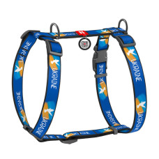Шлея для собак анатомічна H-подібний WAUDOG Nylon з QR-паспортом, малюнок "Прапор", пластиковий фастекс, S, 15 мм, A 30-40, B 30-50