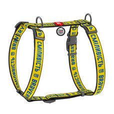Шлея для собак анатомическая H-образная WAUDOG Nylon с QR-паспортом, рисунок "Смелость", пластиковый фастекс, М, 20 мм, А 40-70, В 50-80M50-80