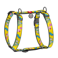 Шлея для собак анатомическая H-образная WAUDOG Nylon с QR-паспортом, рисунок "Рик и Морти 1", пластиковый фастекс, М, 20 мм, А 40-70, В 50-80M50-80