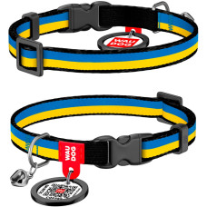 Ошейник для котов WAUDOG Nylon c QR паспортом, рисунок "Colors of freedom", пластиковый фастекс, XS 20-30 см
