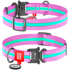 Нашийник WAUDOG Nylon з QR паспортом, що світиться, металева пряжка-фастекс Фіолетовий S 23-35 см