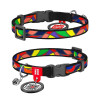 Ошейник WAUDOG Nylon с QR паспортом для котов и мелких собак, рисунок "Витраж", пластиковый фастекс XS 20-30 см
