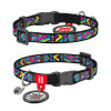 Ошейник WAUDOG Nylon с QR паспортом для котов и мелких собак, рисунок "Инди", пластиковый фастекс XS 20-30 см