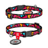 Ошейник WAUDOG Nylon с QR паспортом для котов и мелких собак, рисунок "Граффити", пластиковый фастекс XS 20-30 см