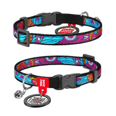 Ошейник для кота WAUDOG Nylon с QR паспортом, рисунок "Лето", пластиковая пряжка-фастекс XS 20-30 см