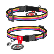 Ошейник для кота WAUDOG Nylon с QR паспортом, рисунок "Линия 1", пластиковая пряжка-фастекс XS 20-30 см