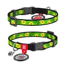 Ошейник для кота WAUDOG Nylon с QR паспортом, рисунок "Авокадо", пластиковая пряжка-фастекс XS 20-30 см