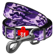Поводок WAUDOG Nylon, регулируемый, рисунок "Фиолетовый камо", 152-183 см S 15мм