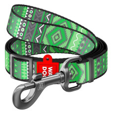 Поводок WAUDOG Nylon, регулируемый, рисунок "Этно зеленый", 152-183 см S 15мм