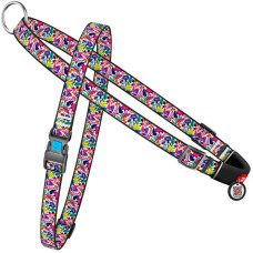 Нейлонова шлейка з ручкою для собак WAUDOG Nylon із QR паспортом, з малюнком Чарівні квіти L 70-100 см