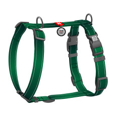 Шлея для собак анатомическая H-образная WAUDOG Nylon Mono с QR-паспортом, светоотражающая, пластиковый фастекс, размер S, Ш 15 мм, A 30-45 см, B 35-45 см, зеленый