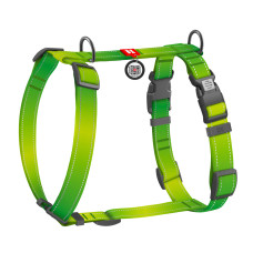Шлея для собак анатомическая H-образная WAUDOG Nylon Mono с QR-паспортом, светоотражающая, пластиковый фастекс, размер S, Ш 15 мм, A 30-45 см, B 35-45 см, салатовый