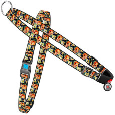 Нейлонова шлейка з ручкою для собак WAUDOG Nylon з QR паспортом, з малюнком Гламурні черепи M 55-80 см