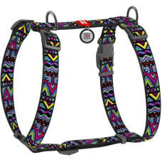 Шлея для собак анатомічний H-подібний WAUDOG Nylon з QR паспортом, з малюнком "Інді" S 30-50см