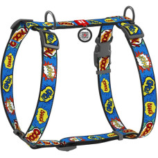 Шлея для собак анатомическая H-образная WAUDOG Nylon с QR паспортом, с рисунком "ВАУ" S 30-50см