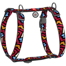 Шлея для собак анатомическая H-образная WAUDOG Nylon с QR паспортом, с рисунком "Граффити" S 30-50см