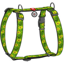 Шлея для собак анатомическая H-образная WAUDOG Nylon с QR паспортом, с рисунком "Авокадо" S 30-50см