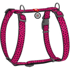 Шлея для собак анатомическая H-образная WAUDOG Nylon с QR паспортом, с рисунком "Арбуз" S, 15мм, 30-50см