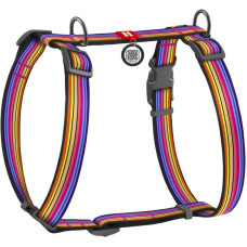Шлея для собак анатомическая H-образная WAUDOG Nylon с QR паспортом, с рисунком "Линия 1" S 30-50см