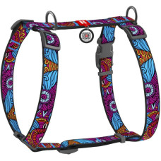 Шлея для собак анатомическая H-образная WAUDOG Nylon с QR паспортом, с рисунком "Лето" S 30-50см