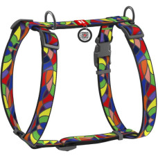 Шлея для собак анатомическая H-образная WAUDOG Nylon с QR паспортом, с рисунком "Витраж" S 30-50см