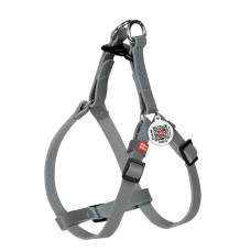 Шлея для котів та дрібних порід собак шкіряна WAUDOG CLASSIC з QR паспортом, пластиковий фастекс, сірий, XS, Ш 10 мм, В=C 28-40 см