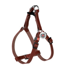 Шлея для котів та дрібних порід собак шкіряна WAUDOG CLASSIC з QR паспортом, пластиковий фастекс, коричневий, XS, Ш 10 мм, В=C 28-40 см