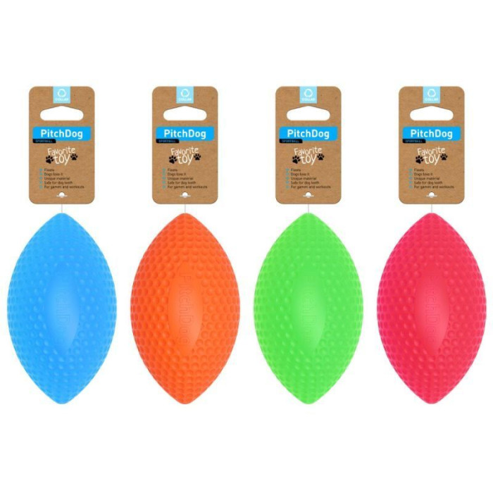 Игровой мяч для апортировки PitchDog, 15х9  голубой