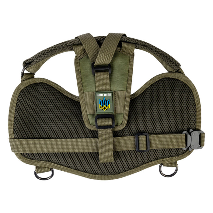 Шлея для службових собак WAUDOG PRO, металевий фастекс, хакі, L, 70-100