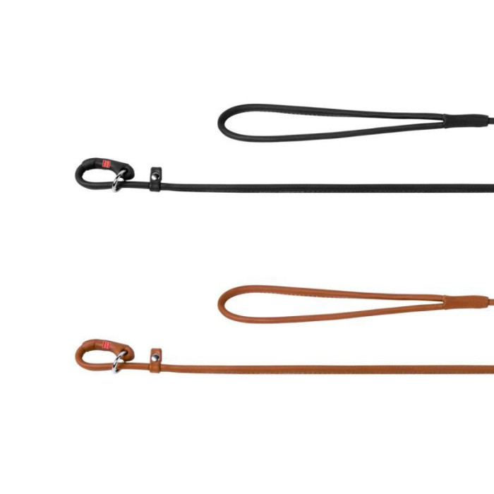 Поводок-удавка для собак кожаный WAUDOG Soft, круглый, Д 4 мм, Дл 135 см, черный