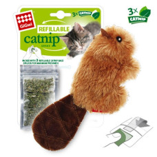 Іграшка для котів Бобренок з котячою м'ятою GiGwi Catnip, штучне хутро, котяча м'ята, 16 см
