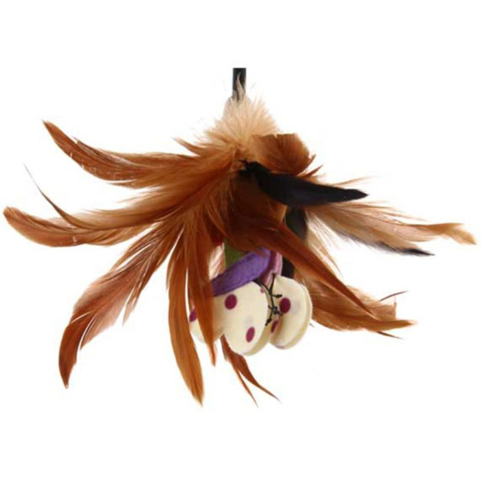 Игрушка для котов Дразнилка с перьями на стеке GiGwi Teaser, перо, пластик, текстиль, 55 см