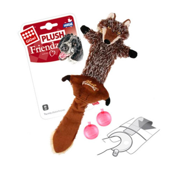 Игрушка для собак Волк с пищалками GiGwi Plush, текстиль, 37 см