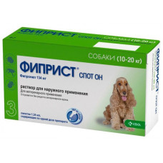 Фиприст спот-он от блох и клещей для собак 10-20кг (фипронил 134мг) 3 пип.KRKA