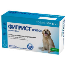 Фиприст спот-он от блох и клещей для собак 20-40кг (фипронил 268мг) 3 пип.KRKA