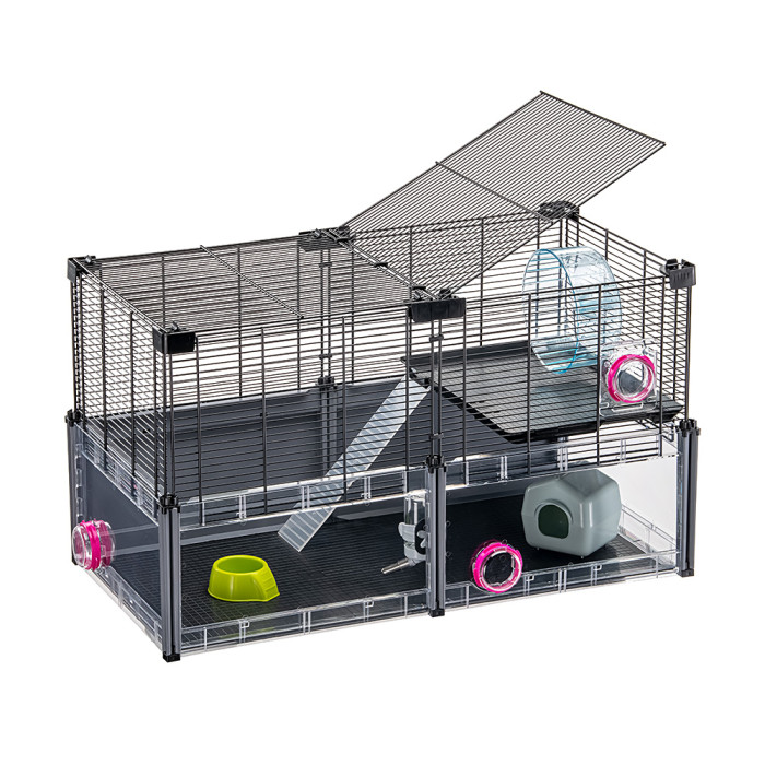 Клетка с аксессуарами для хомяков и мышей MULTIPLA HAMSTER NERA GABBIA  72,5 x 37,5 x h 42 cm