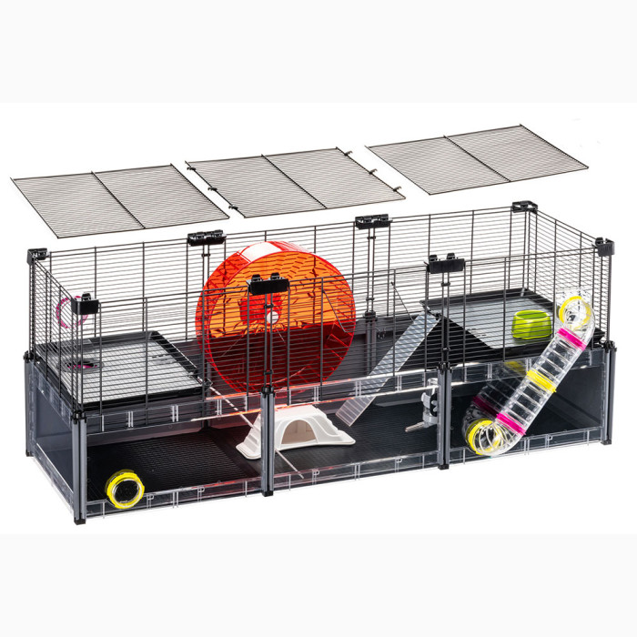 Клетка с аксессуарами для хомяков и мышей CAGE MULTIPLA HAMSTER LARGE BLACK 107,5 х 37,5 х 42 см