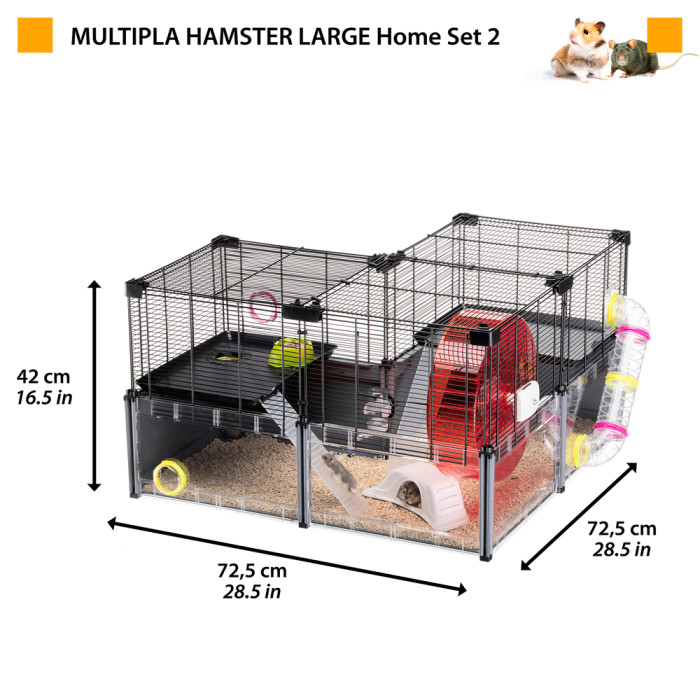 Клетка с аксессуарами для хомяков и мышей CAGE MULTIPLA HAMSTER LARGE BLACK 107,5 х 37,5 х 42 см