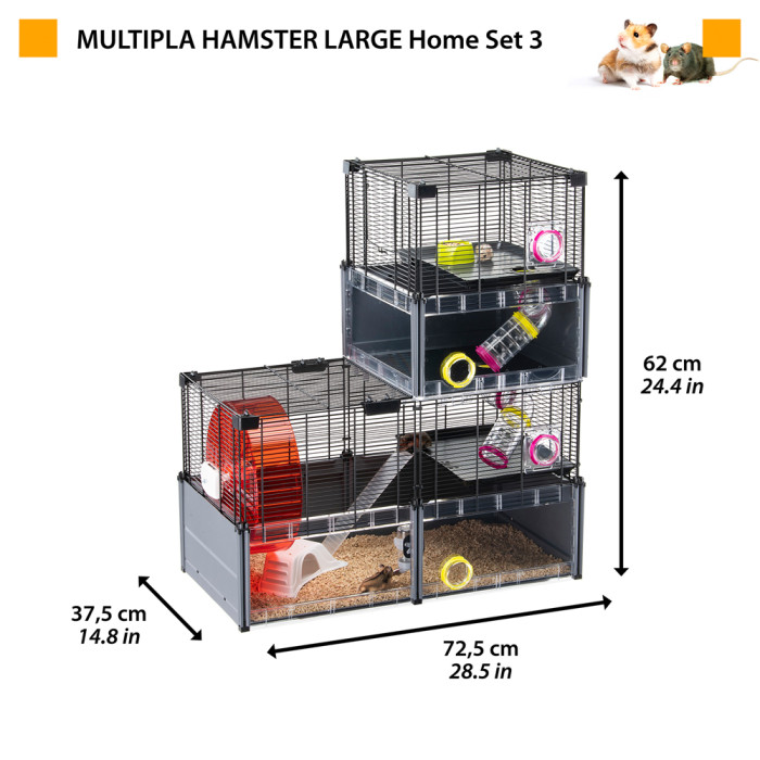 Клетка с аксессуарами для хомяков и мышей CAGE MULTIPLA HAMSTER LARGE BLACK 107,5 х 37,5 х 42 см