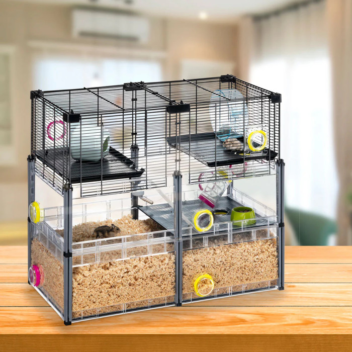 Многоярусная клетка MULTIPLA HAMSTER CRYSTAL для хомяков и мышей с аксессуарами, 72,5 x 37,5 x h 62 cm