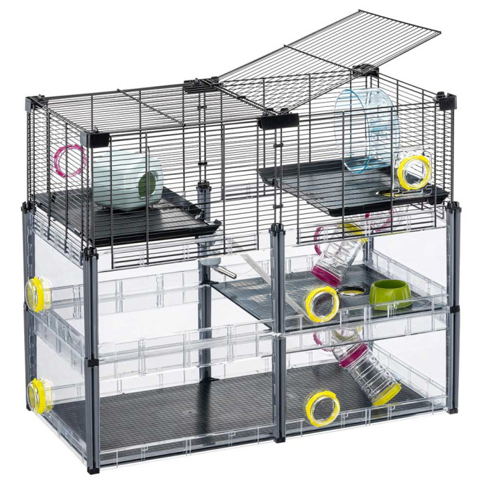 Многоярусная клетка MULTIPLA HAMSTER CRYSTAL для хомяков и мышей с аксессуарами, 72,5 x 37,5 x h 62 cm