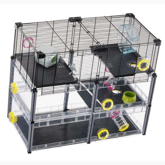 Многоярусная клетка MULTIPLA HAMSTER CRYSTAL для хомяков и мышей с аксессуарами, 72,5 x 37,5 x h 62 cm