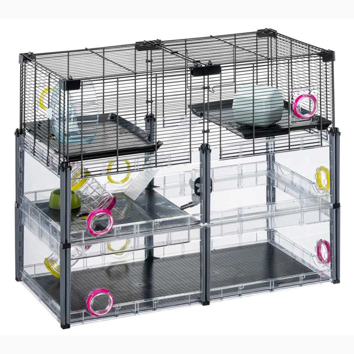 Многоярусная клетка MULTIPLA HAMSTER CRYSTAL для хомяков и мышей с аксессуарами, 72,5 x 37,5 x h 62 cm