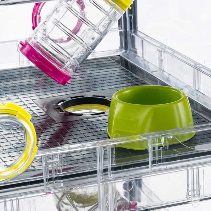 Многоярусная клетка MULTIPLA HAMSTER CRYSTAL для хомяков и мышей с аксессуарами, 72,5 x 37,5 x h 62 cm