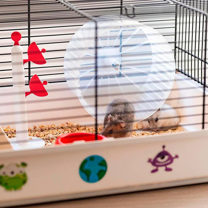 Забавна клітка для хом'яків CAGE CRICETI 9 SPACE BLACK у комплекті з наклейками "космос" 46 x 29,5 x h 23 cm