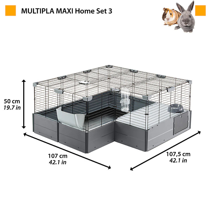 Модульна клітка CAGE MULTIPLA MAXI BLACK для кроликів з аксесуарами 142,5 х 72 х 50 см