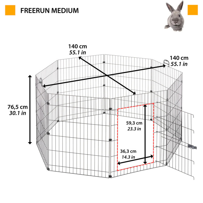 Вуличний загін/вольєр FREERUN MEDIUM для кроликів і морських свинок O 140 х 76,5 см