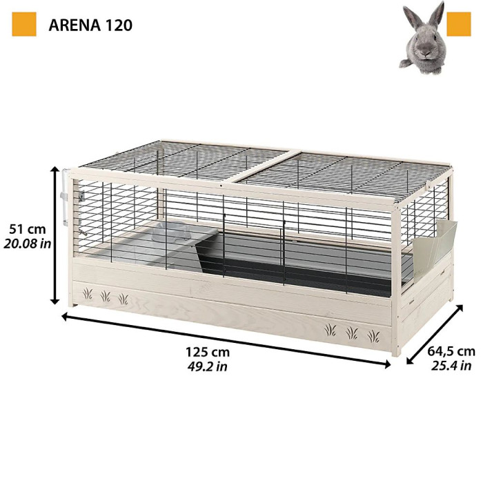 Деревянная клетка для кроликов CAGE ARENA 120 BLACK 125 x 64,5 x h 51 cm