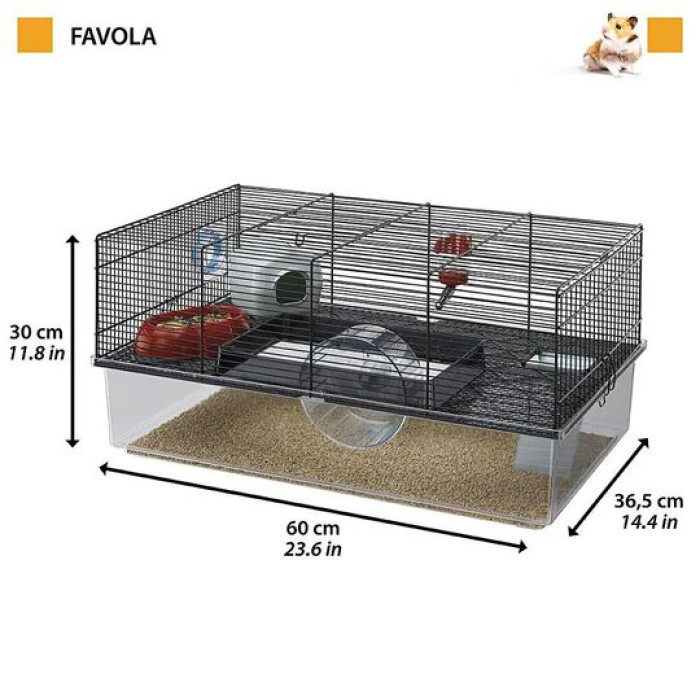 Клетка для хомяков с глубоким поддоном CAGE FAVOLA BLACK 60 x 36,5 x h 30 cm